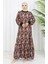 Şifon Kumaş Yaprak Desenli Elbise 0054-03 Siyah 1