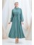 Viskon Kumaş Yarım Düğmeli Elbise 0064-02 Çağla Yeşili 3
