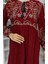 Desenli Viskon Elbise 4076-05 Bordo 4