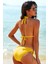 Kadın Sarı Belden, Boyundan Bağlamalı ve Ayarlanabilir Külotlu Üçgen Bikini Mayo Takımı 1