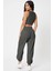 Kadın Antrasit Gri Kaşkorse Cepli Jogger Eşofman Altı ve Crop Top Bluz 1