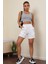 Kadın Gri Kare Yaka Crop Top Bluz 5