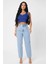 Kadın Lacivert Kare Yaka Crop Top Bluz 3