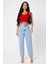 Kadın Kırmızı Kare Yaka Crop Top Bluz 3