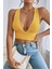 Kadın Sarı Çapraz Sırt Detaylı Şık Crop Top Büstiyer 3