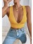 Kadın Sarı Çapraz Sırt Detaylı Şık Crop Top Büstiyer 4