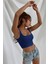 Kadın Lacivert Kalın Askılı Crop Top Büstiyer 3