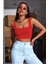 Kadın Kırmızı Kalın Askılı Crop Top Büstiyer 4