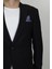 Fistan Store Erkek Siyah Armürlü Italyan Kesim Dar Kalıp Tek Düğme Yazlık Blazer Ceket 5