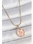 316L Çelik Gold Renk Zincir Pembe Mineli Çiçek Işlemeli Portre Model Kadın Kolye - TJ-BKO10165.GLPZR 1