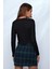 Kadın Siyah Uzun Kollu Önden Bağlama Detaylı Crop Top Bluz 2