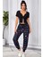 Kadın Siyah Çift Fermuarlı Yarım Kol Crop Top Bluz 3