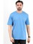 Erkek Bisiklet Yaka Real Time Baskılı Pamuklu T-Shirt Mavi - 2271- 4 3