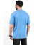 Erkek Bisiklet Yaka Real Time Baskılı Pamuklu T-Shirt Mavi - 2271- 4 4