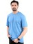 Erkek Bisiklet Yaka Real Time Baskılı Pamuklu T-Shirt Mavi - 2271- 4 5