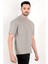 Erkek Gri Eteği Baskılı Pamuklu Oversize T-Shirt 1