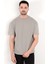 Erkek Gri Eteği Baskılı Pamuklu Oversize T-Shirt 4