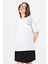 Beyaz Göğüs Yazı Baskılı Pamuklu Oversize Tişört 2150-31M 3