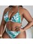Yaz Küçük Taze Üç Parçalı Mayo Kadın File Baskılı Uzun Kollu Bluz Bikini (Yurt Dışından) 2
