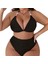 Yaz Siyah Yeni Bölünmüş Büyük Boy Bikini Düz Renk Askılı Boyun Dantel Plaj Mayo Kadın (Yurt Dışından) 2