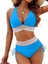 Yazlık Kadın Mavi Bikini Yüksek Bel Bölünmüş Set Bağcıklı Karın Mayo (Yurt Dışından) 1