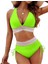 Yazlık Kadın Mavi Bikini Yüksek Bel Bölünmüş Set Bağcıklı Karın Mayo (Yurt Dışından) 1