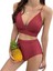 Yaz Kadın Mayo Bölünmüş Yüksek Bel Bikini Düz Renk Toplanmış Sevimli Küçük Göğüs Moda Sıcak Bahar Mayo (Yurt Dışından) 1