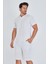 Erkek Yakalı Çizgili Polycotton T-Shirt Şort Ikili Takım Bej 5733-B 1