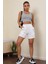 Kadın Gri Kare Yaka Crop Top Bluz 5