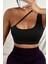 Kadın Siyah Tek Omuzlu Çapraz Askılı Crop Top Büstiyer 4