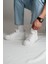Dina Model Hakiki Deri El Yapımı Erkek Beyaz Sneakers Ayakkabı 3