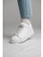 Dina Model Hakiki Deri El Yapımı Erkek Beyaz Sneakers Ayakkabı 4