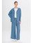 Kapüşonlu Salaş Ince Denim Ikili Takım Mavi 9345-TK 1
