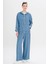 Kapüşonlu Salaş Ince Denim Ikili Takım Mavi 9345-TK 4