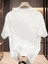 Baskılı Oversize Bisiklet Yaka T-Shirt - Beyaz 2