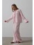 Çzgili Bağlamalı Pantolon Takım - Pembe 3