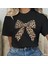 Baskılı Oversize Bisiklet Yaka T-Shirt - Siyah 1