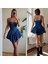 Kadın Kot Kumaş Göğüs Glop Detaylı Sırt Fermuarlı Mini Boy Elbise 4