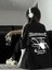 Baskılı Oversize Bisiklet Yaka T-Shirt - Siyah 1