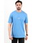 Erkek Bisiklet Yaka Strong Baskılı Pamuklu T-Shirt Mavi - 2271-3 1