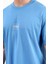 Erkek Bisiklet Yaka Strong Baskılı Pamuklu T-Shirt Mavi - 2271-3 2