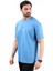 Erkek Bisiklet Yaka Strong Baskılı Pamuklu T-Shirt Mavi - 2271-3 5