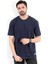 Erkek Bisiklet Yaka Basic Pamuklu T-Shirt Lacivert - 2271 3