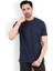 Erkek Bisiklet Yaka Basic %100 Pamuklu T-Shirt Lacivert - 25Y 2735 5