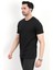 Erkek Bisiklet Yaka Basic %100 Pamuklu T-Shirt Siyah - 25Y 2735 3