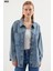 Çift Cepli Oversize Denim Ceket - Buz Mavi-Son Görsel Hediyemizdir. 1