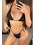 Kadın Siyah Yandan Bağlamalı Tangalı Üçgen Bikini Mayo Takımı 4