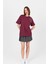 Bordo Göğüs Yazı Baskılı Pamuklu Oversize Tişört 2150-31M 4