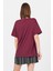 Bordo Göğüs Yazı Baskılı Pamuklu Oversize Tişört 2150-31M 5