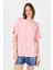 Pembe Göğüs Yazı Baskılı Pamuklu Oversize Tişört 2150-31M 2